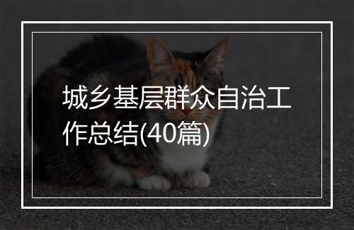 城乡基层群众自治工作总结(40篇)