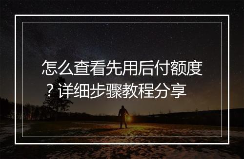 怎么查看先用后付额度？详细步骤教程分享