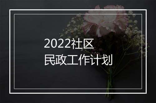 2022社区民政工作计划