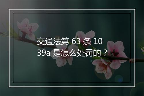 交通法第 63 条 1039a 是怎么处罚的？