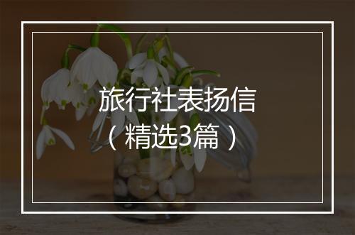 旅行社表扬信（精选3篇）
