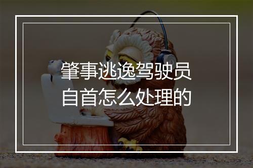 肇事逃逸驾驶员自首怎么处理的