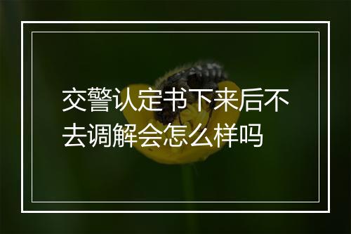 交警认定书下来后不去调解会怎么样吗