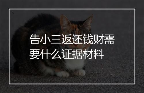 告小三返还钱财需要什么证据材料