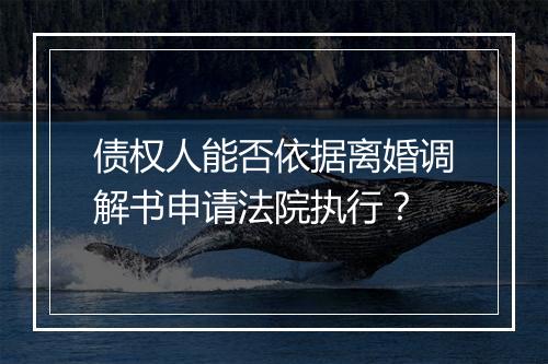 债权人能否依据离婚调解书申请法院执行？