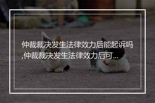 仲裁裁决发生法律效力后能起诉吗,仲裁裁决发生法律效力后可否起诉