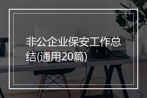 非公企业保安工作总结(通用20篇)