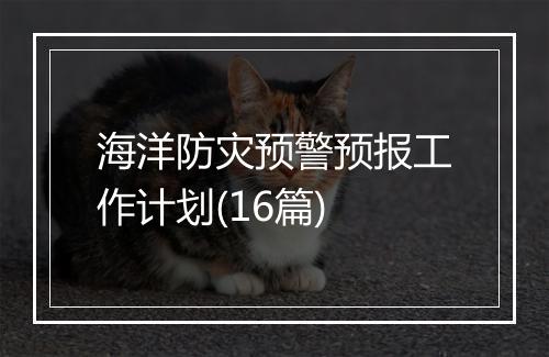 海洋防灾预警预报工作计划(16篇)