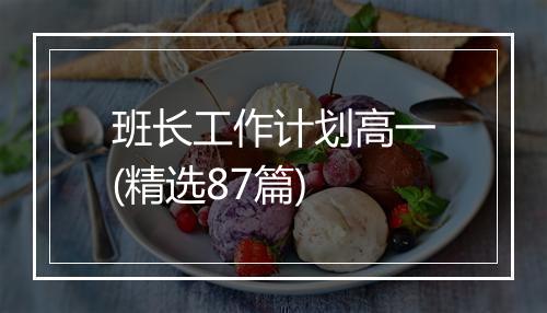 班长工作计划高一(精选87篇)