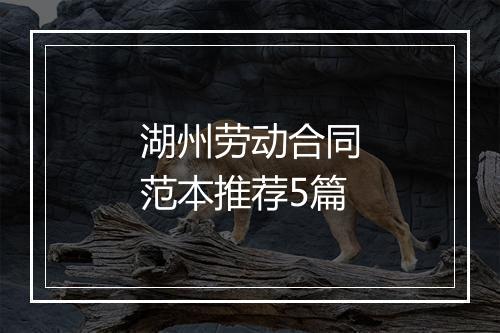湖州劳动合同范本推荐5篇