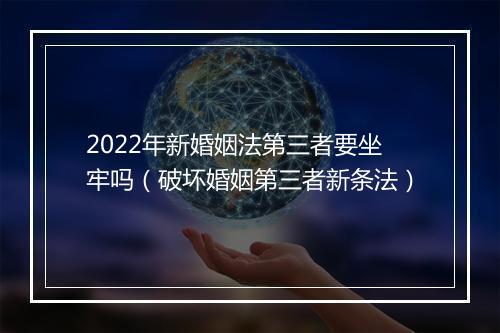2022年新婚姻法第三者要坐牢吗（破坏婚姻第三者新条法）