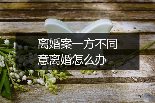 离婚案一方不同意离婚怎么办