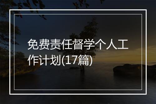 免费责任督学个人工作计划(17篇)
