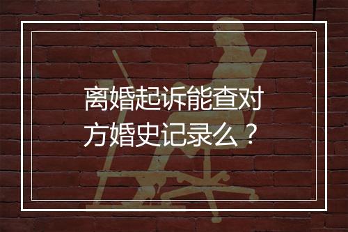 离婚起诉能查对方婚史记录么？