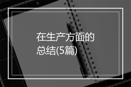 在生产方面的总结(5篇)