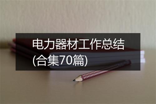 电力器材工作总结(合集70篇)