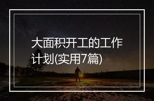 大面积开工的工作计划(实用7篇)