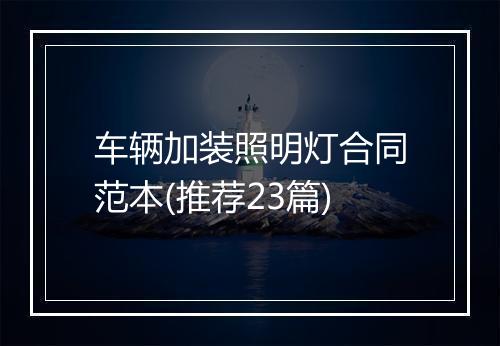 车辆加装照明灯合同范本(推荐23篇)