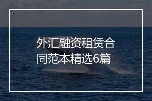 外汇融资租赁合同范本精选6篇