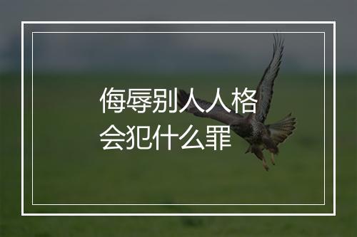 侮辱别人人格会犯什么罪