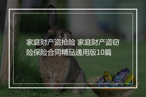 家庭财产盗抢险 家庭财产盗窃险保险合同精品通用版10篇