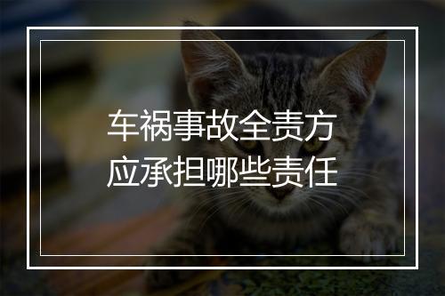 车祸事故全责方应承担哪些责任