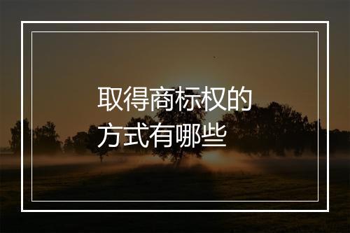 取得商标权的方式有哪些