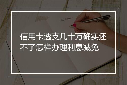 信用卡透支几十万确实还不了怎样办理利息减免