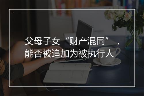父母子女“财产混同”，能否被追加为被执行人