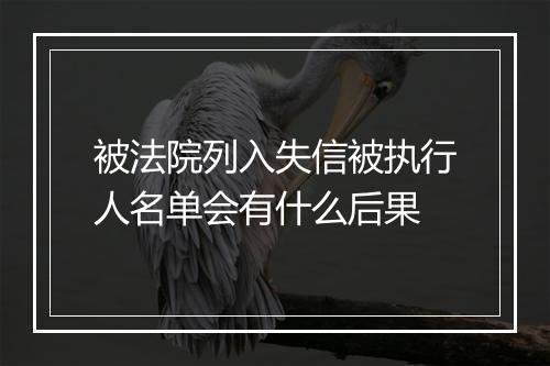 被法院列入失信被执行人名单会有什么后果