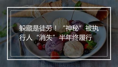 躲藏是徒劳！“神秘”被执行人“消失”半年终履行