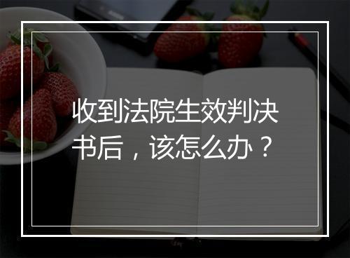 收到法院生效判决书后，该怎么办？