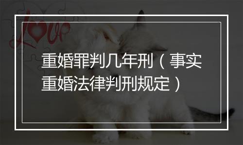 重婚罪判几年刑（事实重婚法律判刑规定）