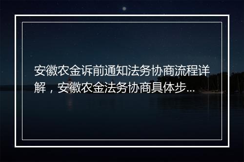 安徽农金诉前通知法务协商流程详解，安徽农金法务协商具体步骤