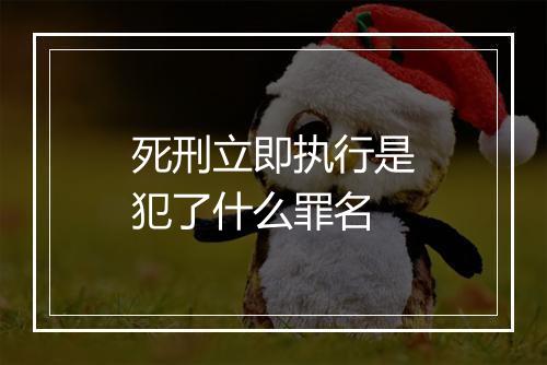 死刑立即执行是犯了什么罪名