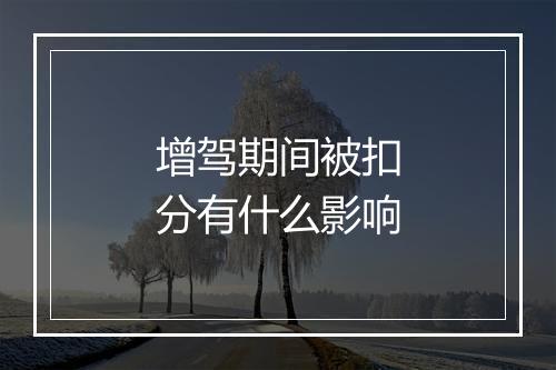 增驾期间被扣分有什么影响