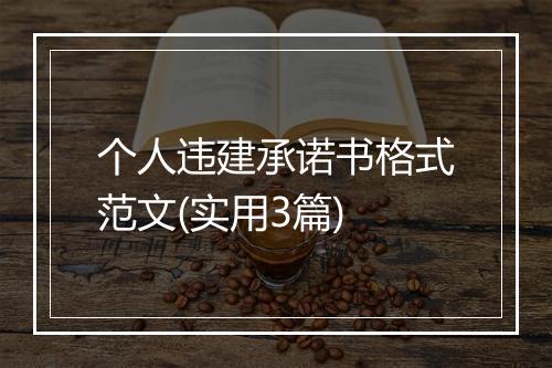 个人违建承诺书格式范文(实用3篇)