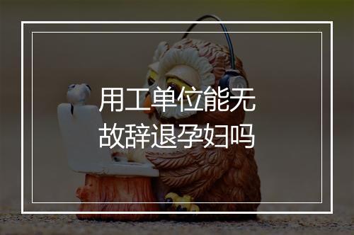 用工单位能无故辞退孕妇吗