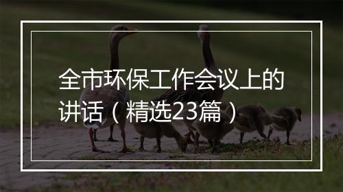 全市环保工作会议上的讲话（精选23篇）