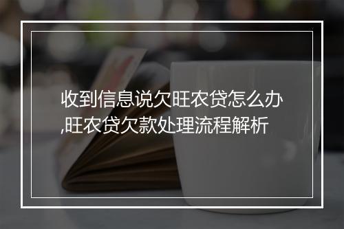 收到信息说欠旺农贷怎么办,旺农贷欠款处理流程解析