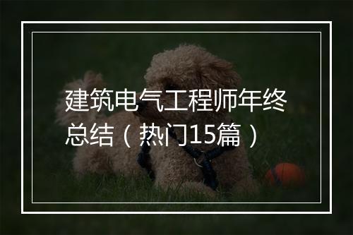 建筑电气工程师年终总结（热门15篇）