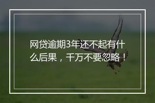 网贷逾期3年还不起有什么后果，千万不要忽略！