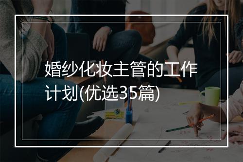 婚纱化妆主管的工作计划(优选35篇)