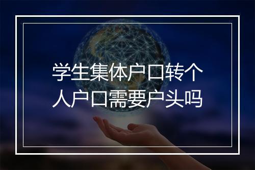 学生集体户口转个人户口需要户头吗