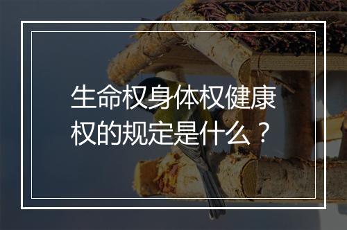 生命权身体权健康权的规定是什么？