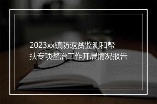 2023xx镇防返贫监测和帮扶专项整治工作开展情况报告