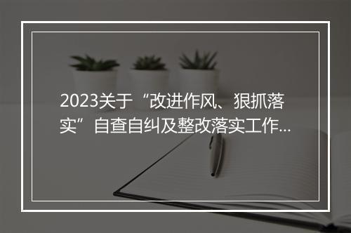 2023关于“改进作风、狠抓落实”自查自纠及整改落实工作推进情况的报告