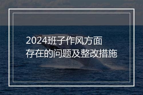 2024班子作风方面存在的问题及整改措施