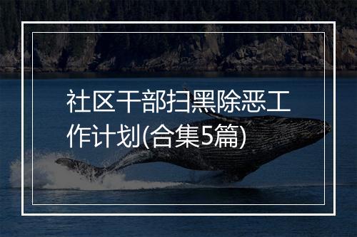 社区干部扫黑除恶工作计划(合集5篇)