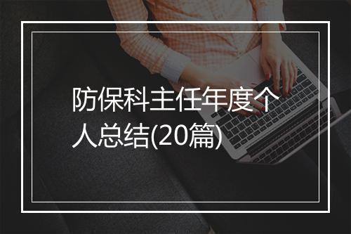 防保科主任年度个人总结(20篇)
